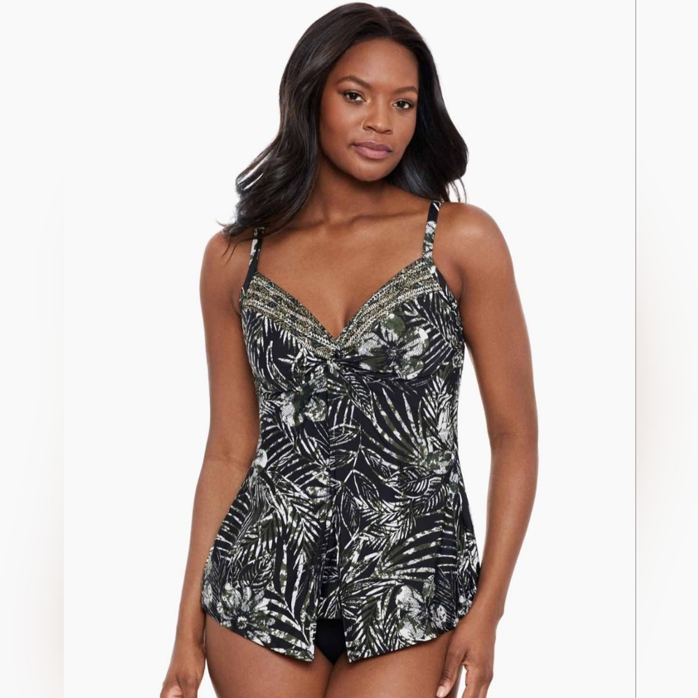 NWOT Miraclesuit Love Knot Tankini Top Size 8 Zahara